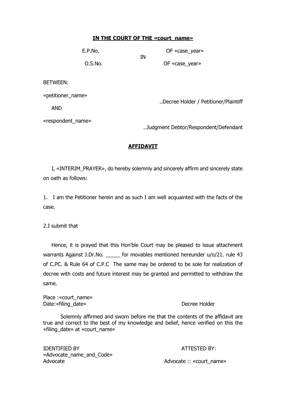 Execution Petition preview