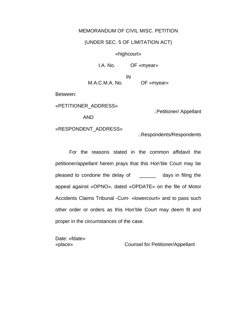 Macma Appeal Motor Accident Claims Tribunal preview page 15