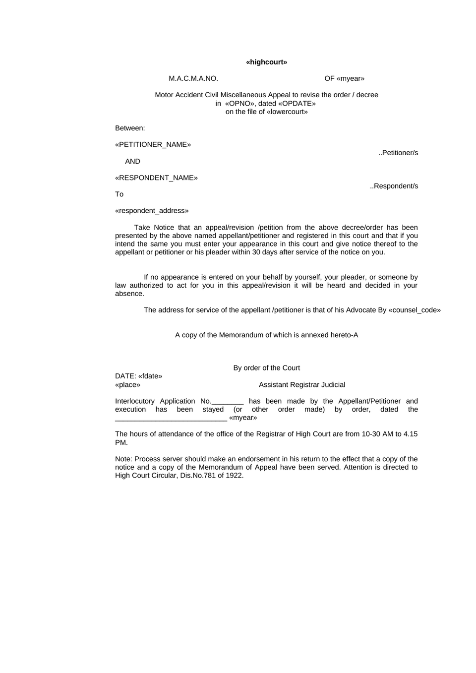 Macma Appeal Motor Accident Claims Tribunal preview page 28