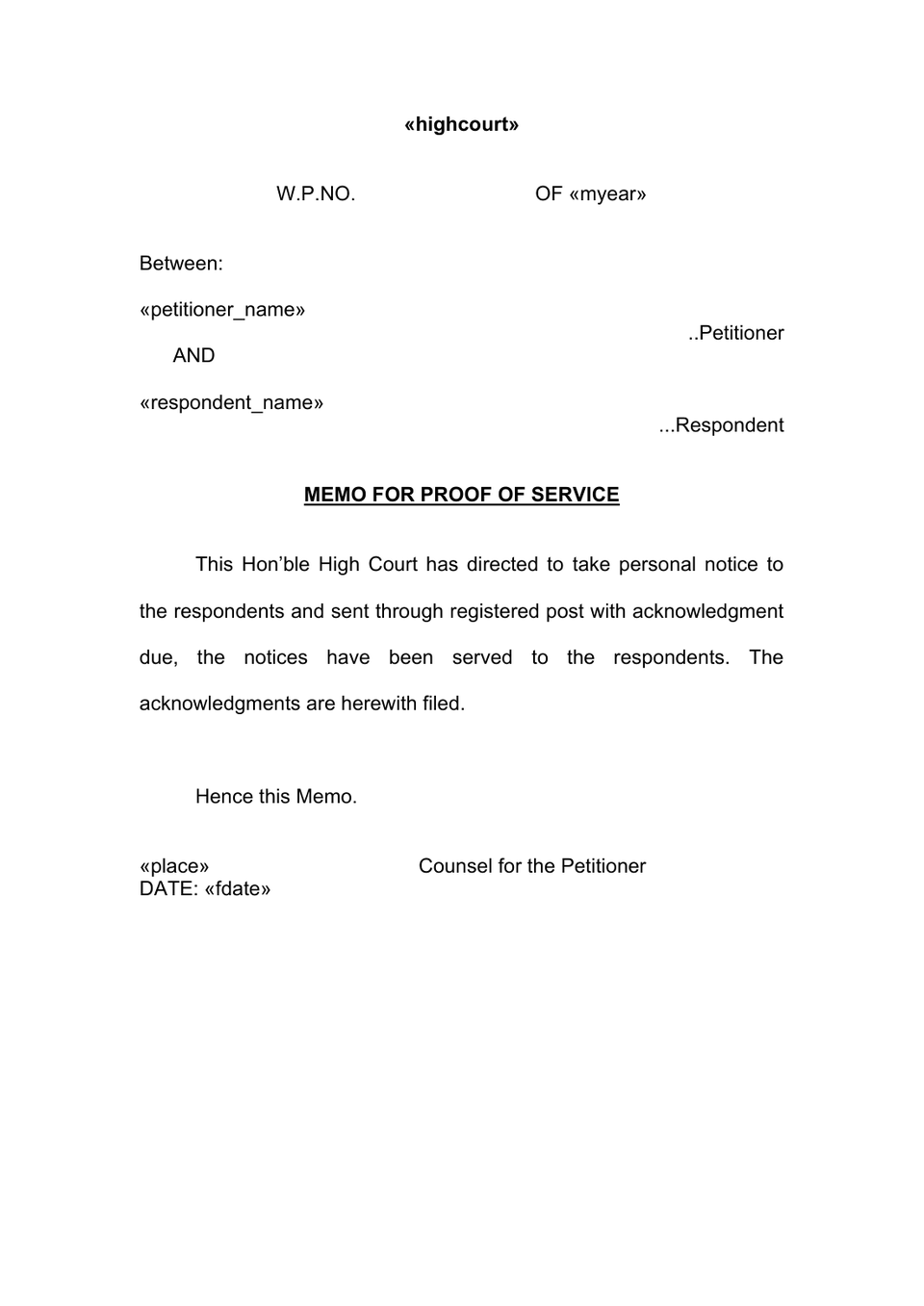 Memo For Proof Of Service (2) preview