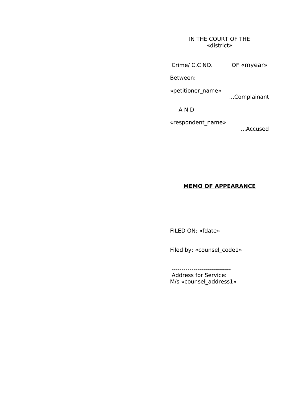 Memo Of Appearance (2) preview page 2