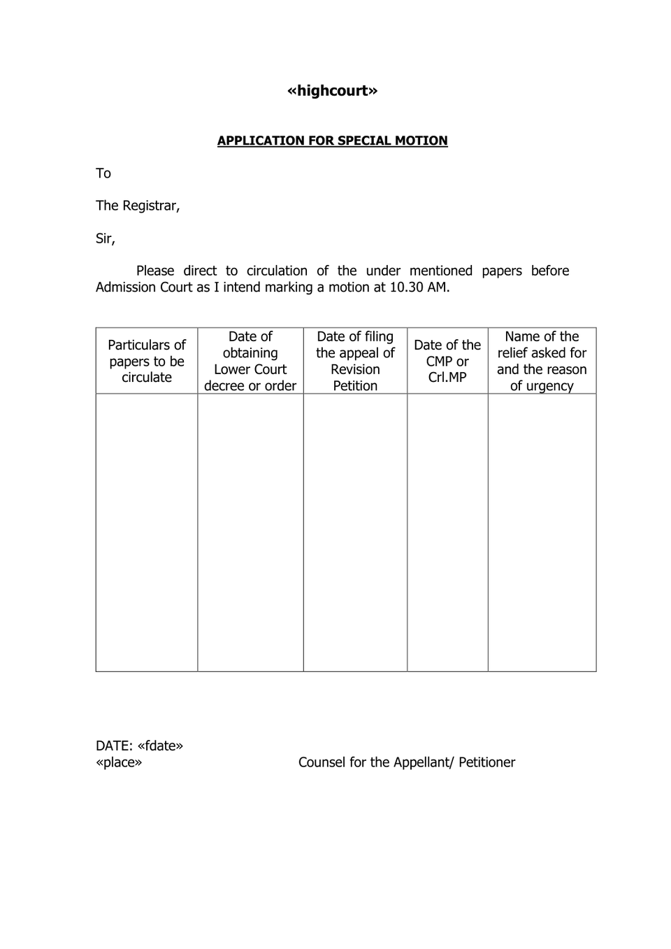Motion Slip Date Of Filing Appeal Or Revision preview