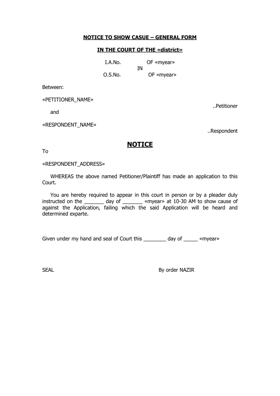 Notice Of Interlocutory Application preview