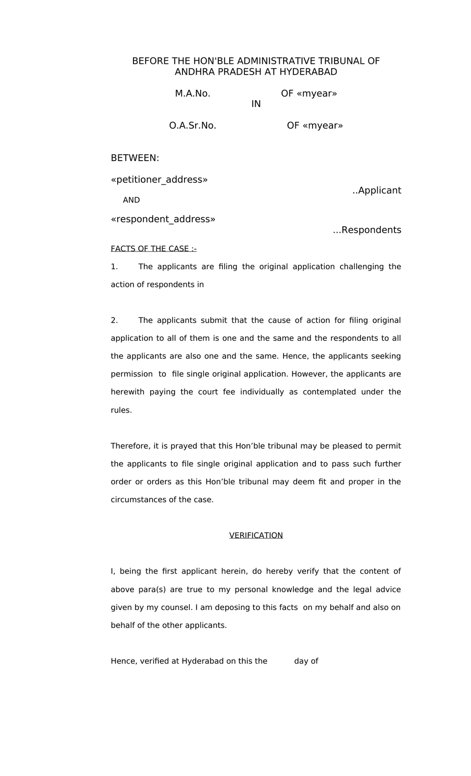 Original Application Administrative Tribunals Act 1985 preview page 14
