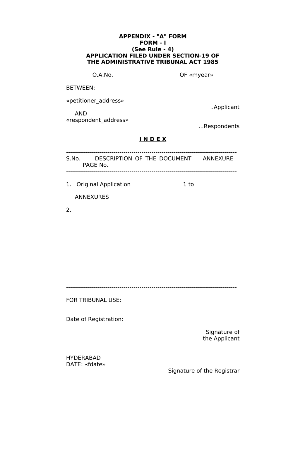 Original Application Administrative Tribunals Act 1985 preview page 5