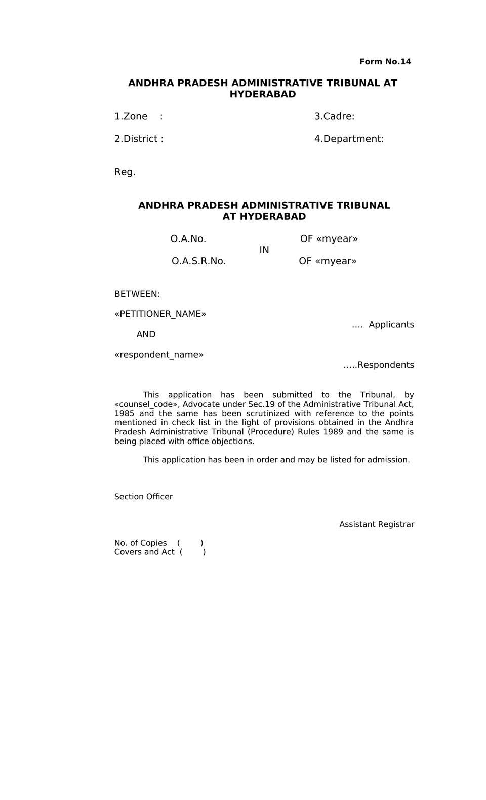 Original Application Administrative Tribunals Act 1985 preview page 9