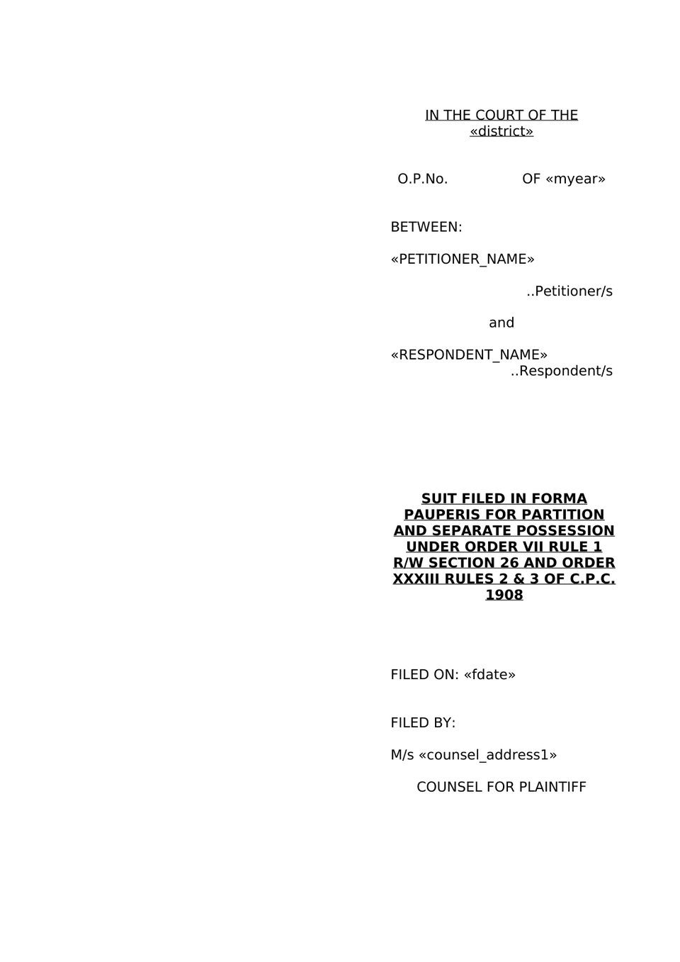 Pauper Petition Under Order Xxxiii Cpc preview page 5