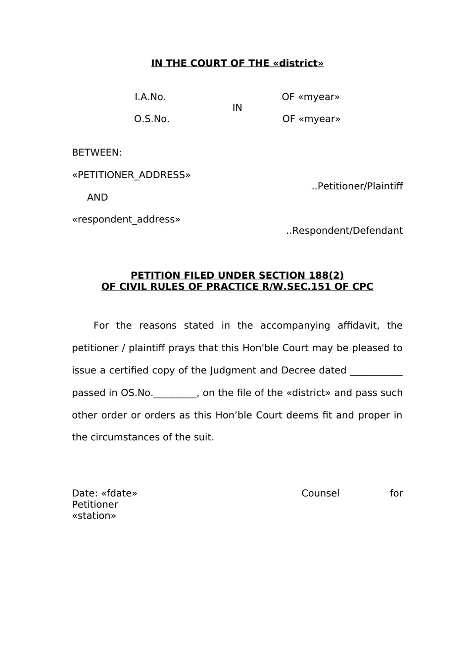 Petition  U Sec. 188(2) Cpc Third Party Affidavit preview page 3