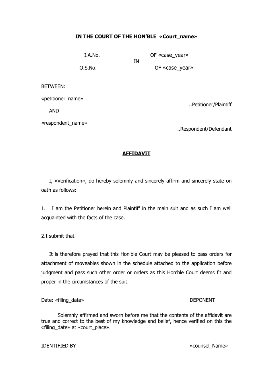 Petition Filed Under Order 38 Rule 5 Cpc Attachement Before Judgement preview