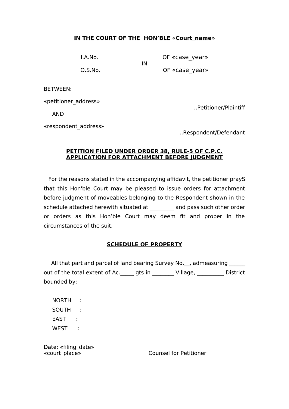 Petition Filed Under Order 38 Rule 5 Cpc Attachement Before Judgement preview page 3