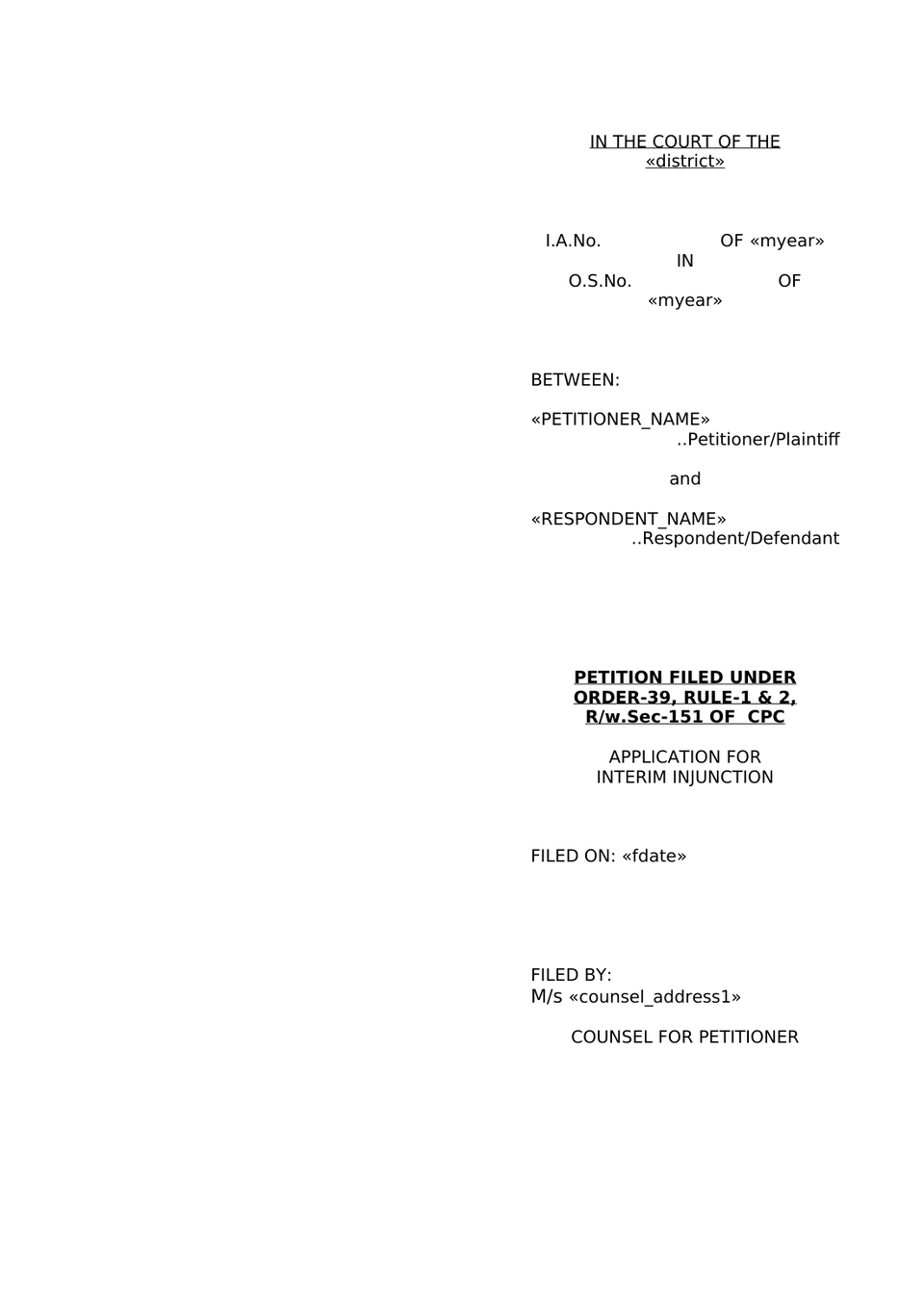 Petition Filed Under Order 39, Rule-1 & 2, Rw Sec.151 Of C P C Application For Interim Injunction preview page 3