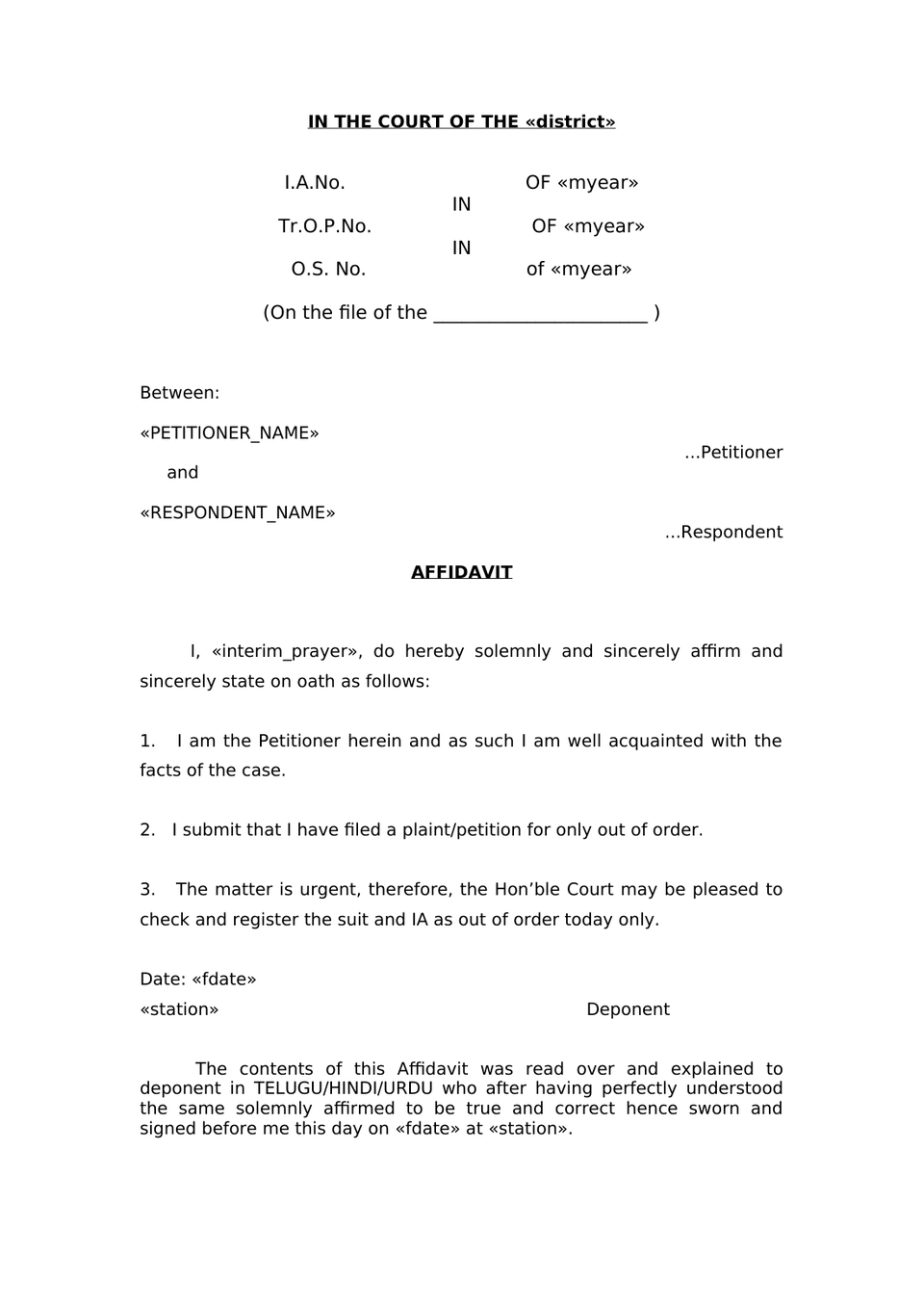Petition Filed Under Sec. 24 Of Cpc Rw. Sec. 151 Of Cpc Transfer Op preview page 16