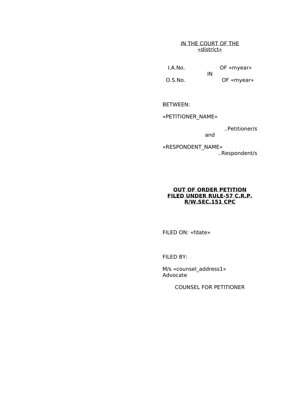 Petition Filed Under Sec. 24 Of Cpc Rw. Sec. 151 Of Cpc Transfer Op preview page 19