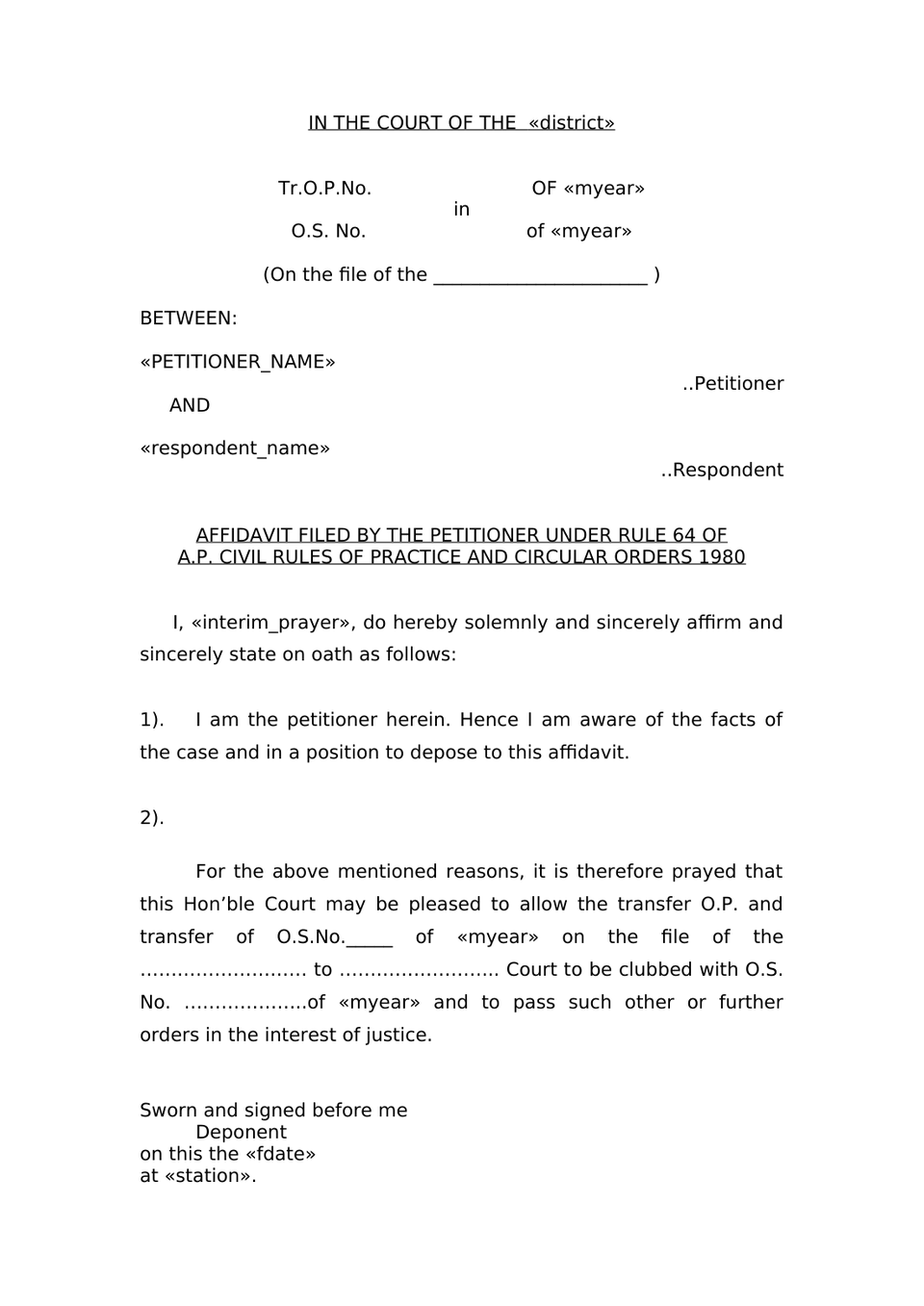 Petition Filed Under Sec. 24 Of Cpc Rw. Sec. 151 Of Cpc Transfer Op preview page 5