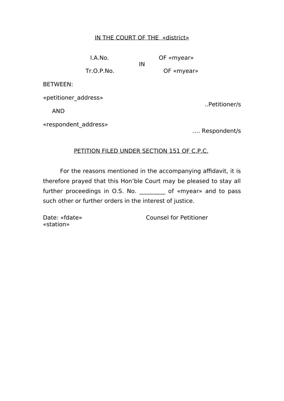 Petition Filed Under Sec. 24 Of Cpc Rw. Sec. 151 Of Cpc Transfer Op preview page 10