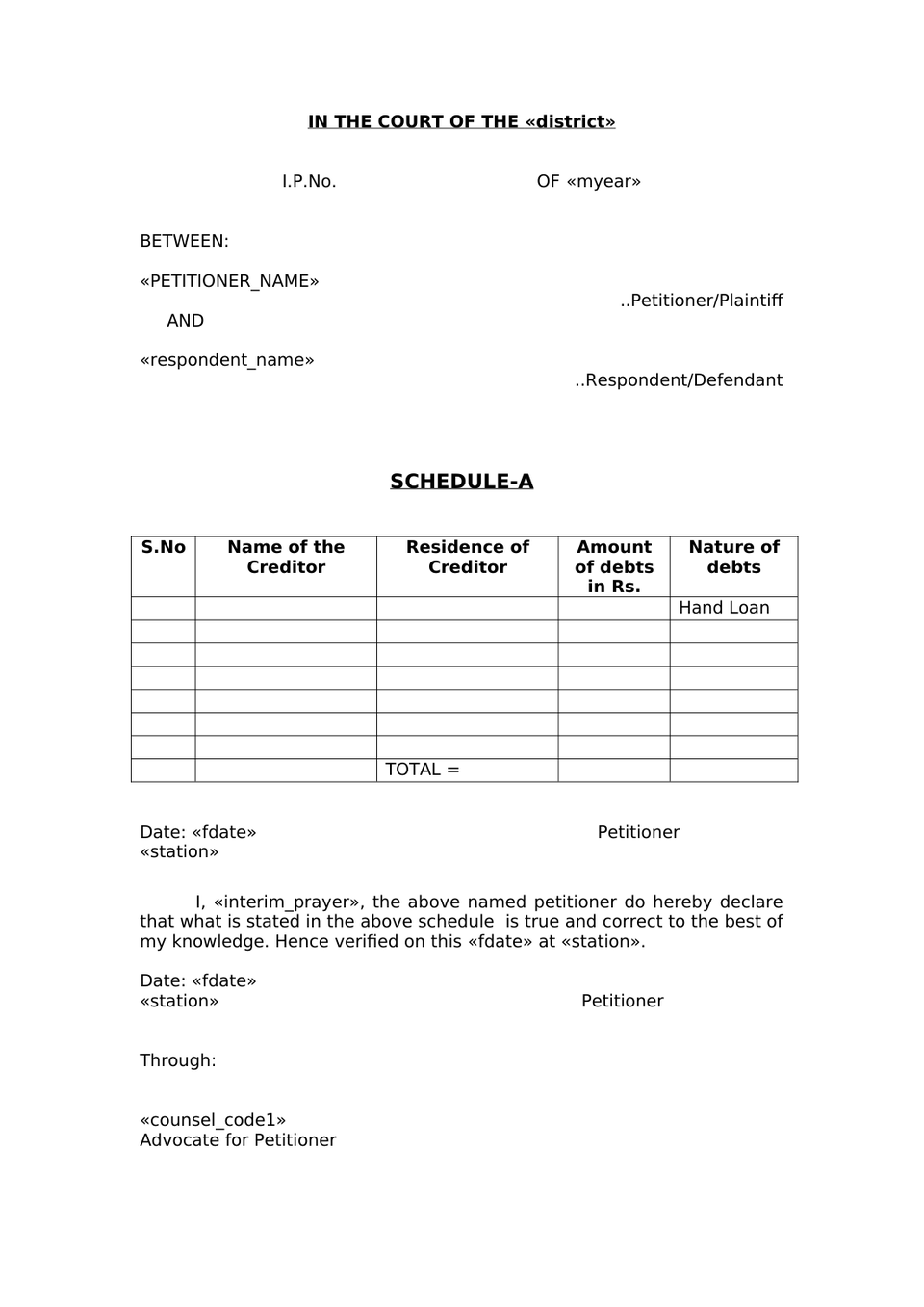 Petition Filed Under Sec.7 & 10 Of Provential Insolvency Act preview page 4