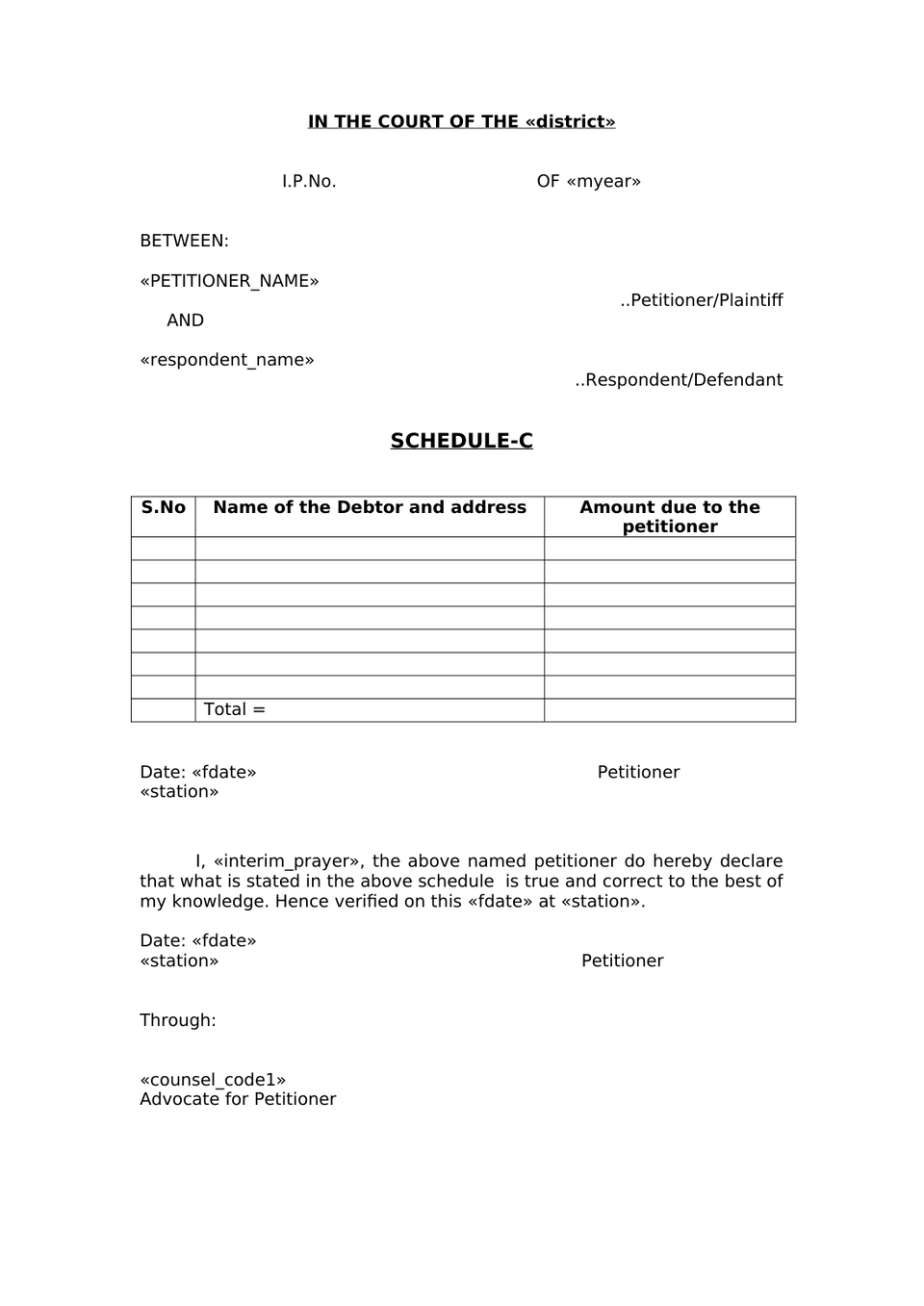 Petition Filed Under Sec.7 & 10 Of Provential Insolvency Act preview page 7