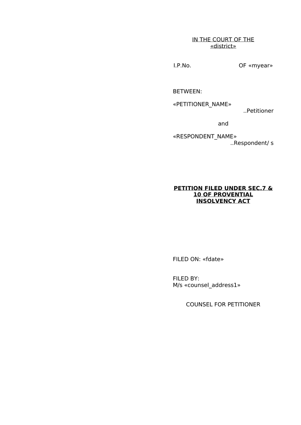 Petition Filed Under Sec.7 & 10 Of Provential Insolvency Act preview page 8