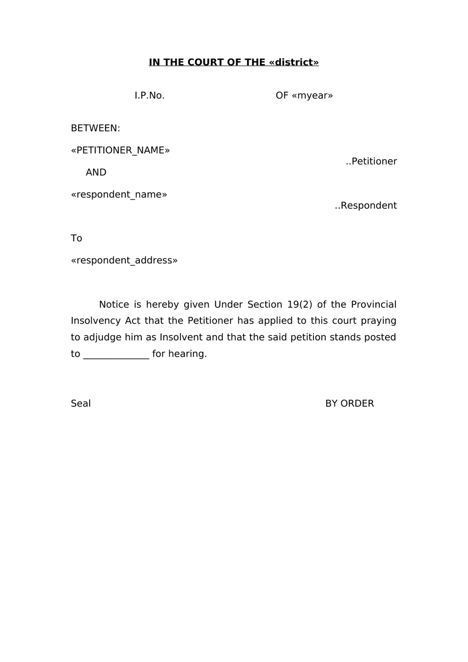 Petition Filed Under Sec.7 & 10 Of Provential Insolvency Act preview page 9