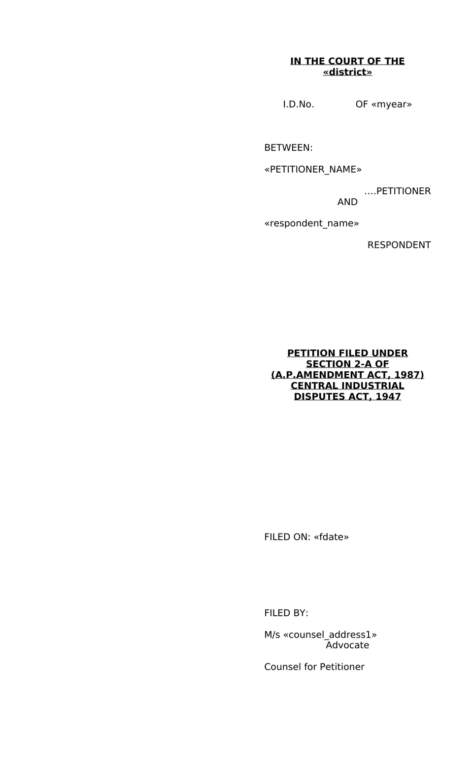 Petition Filed Under Section 2-A Of (A.P.Amendment Act, 1987) Central Industrial Disputes Act, 1947 preview page 4