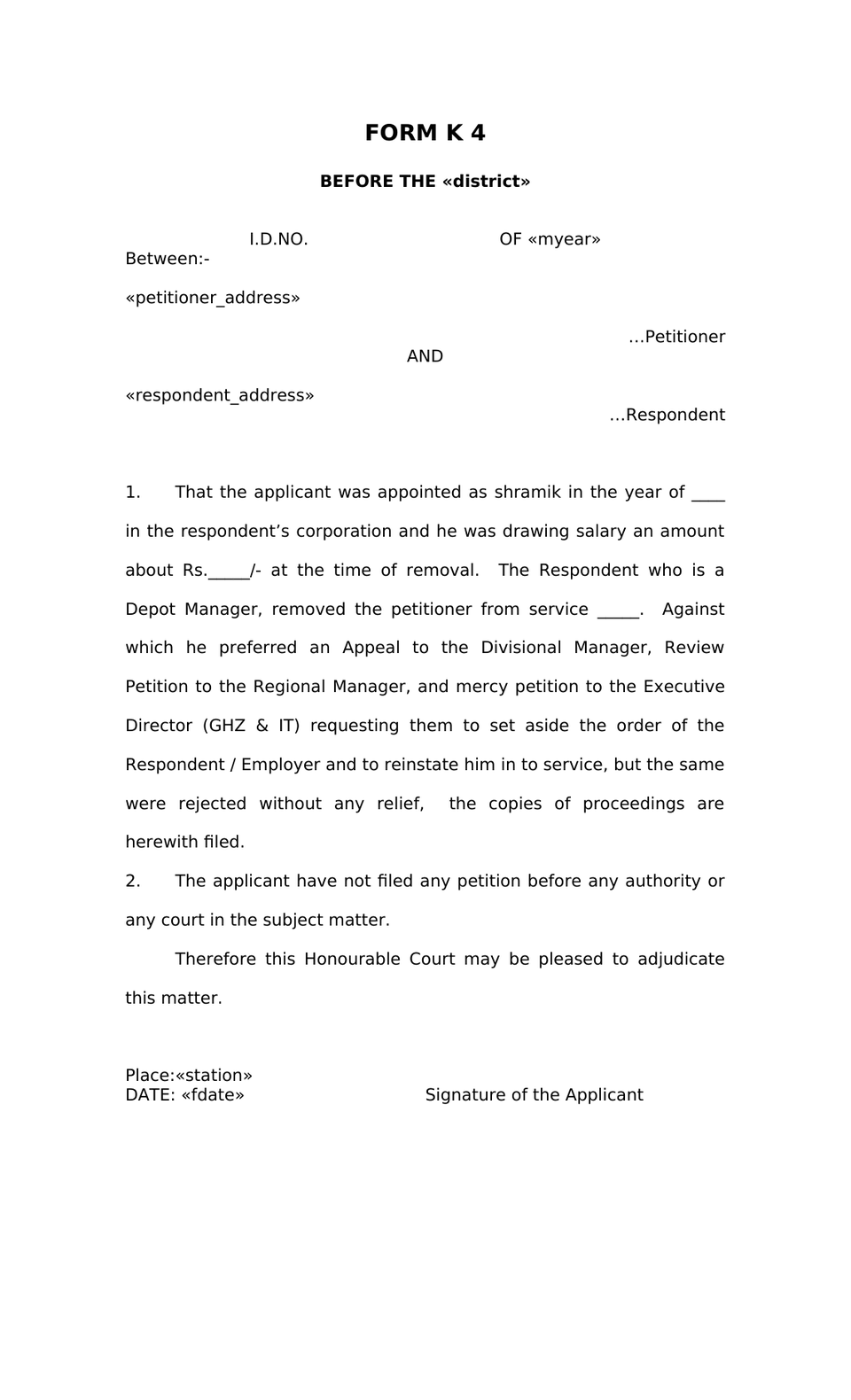 Petition Filed Under Section 2-A Of (A.P.Amendment Act, 1987) Central Industrial Disputes Act, 1947 preview page 5