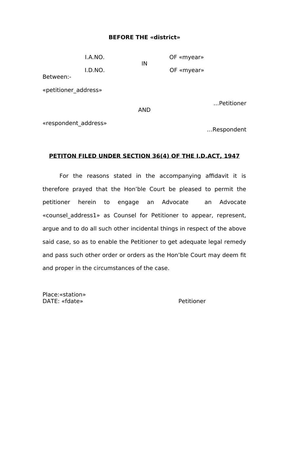 Petition Filed Under Section 2-A Of (A.P.Amendment Act, 1987) Central Industrial Disputes Act, 1947 preview page 8