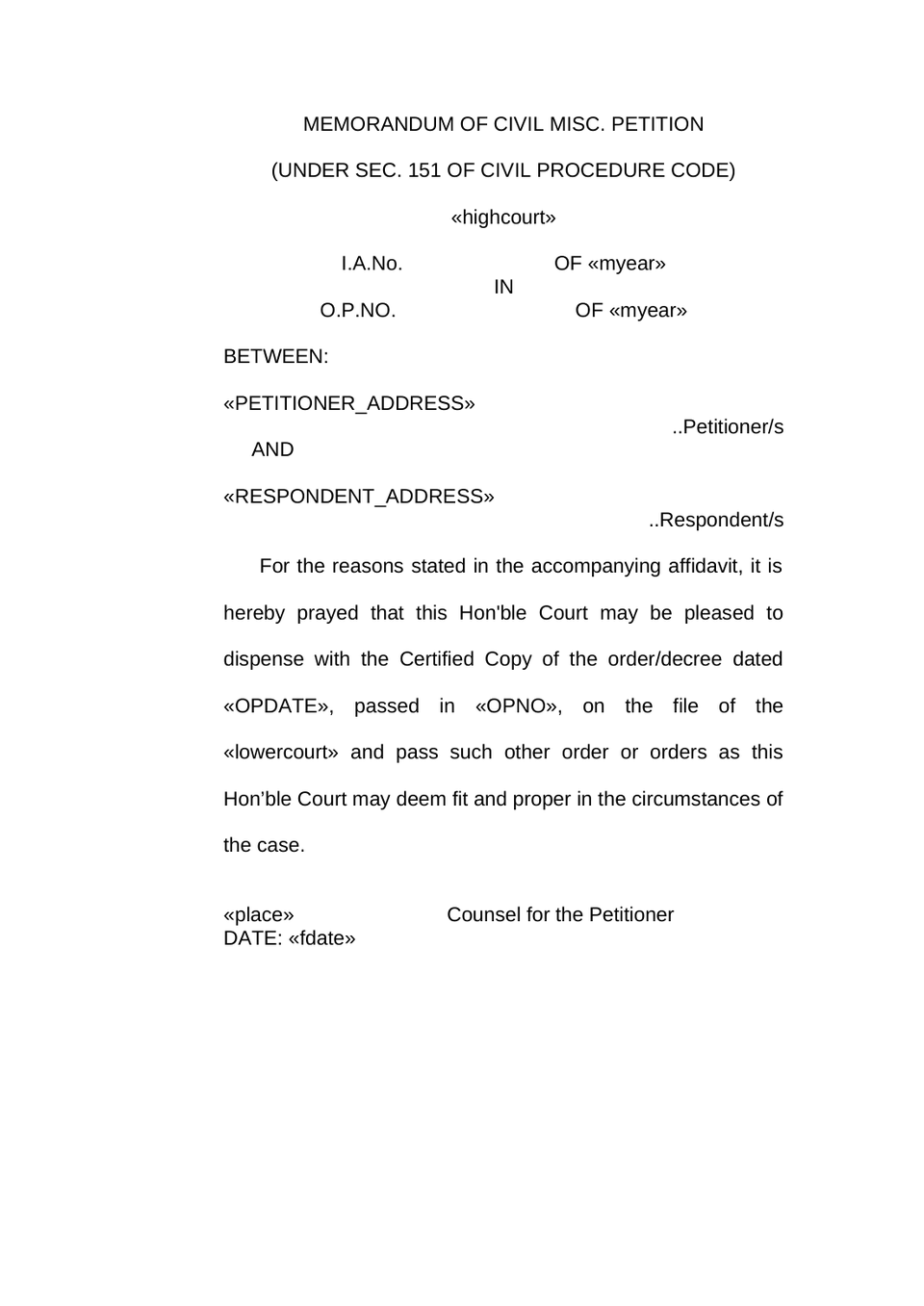 Petition Under Order 26 Rule 20(A) Cpc preview page 18