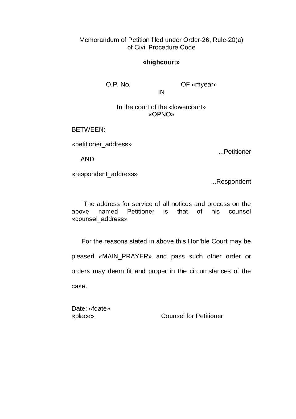 Petition Under Order 26 Rule 20(A) Cpc preview page 3