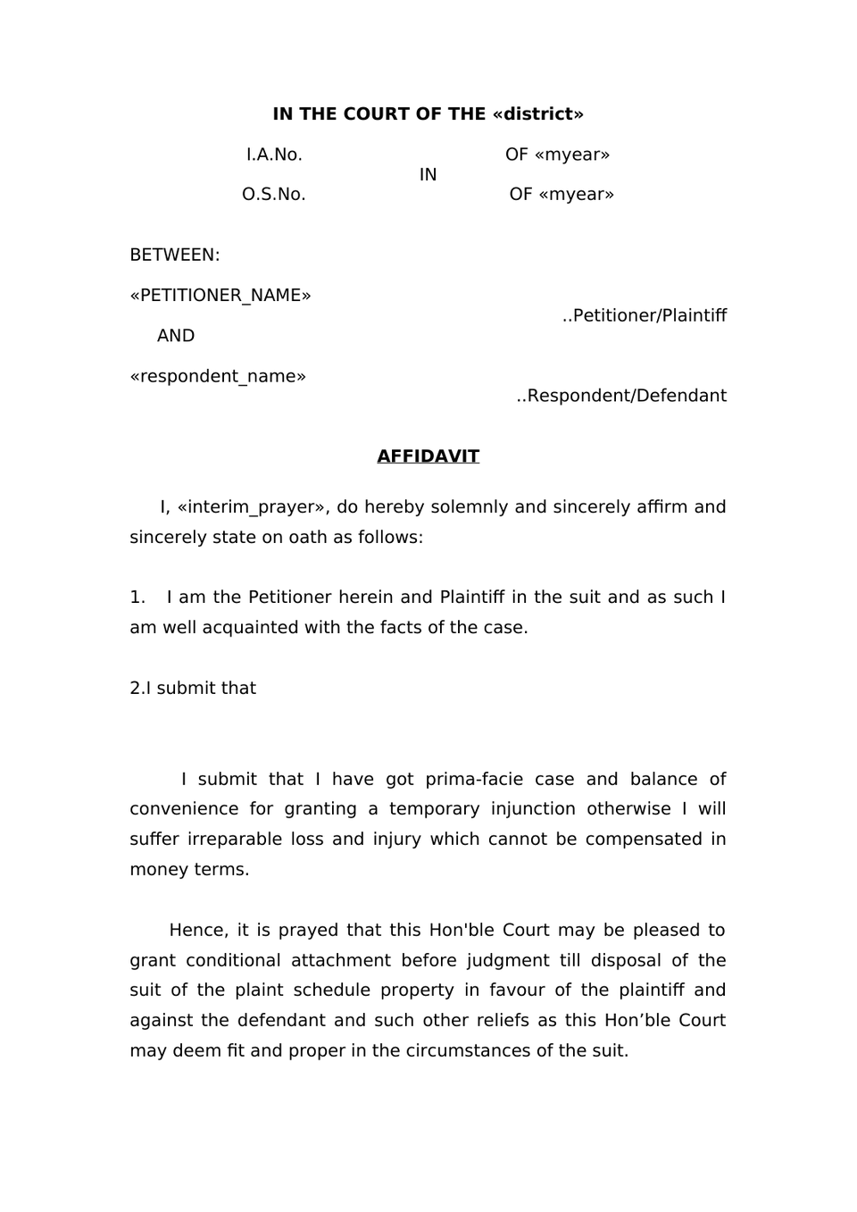 Petition Under Order 38 Rule 5 Cpc Attachment Before Judgment preview page 13