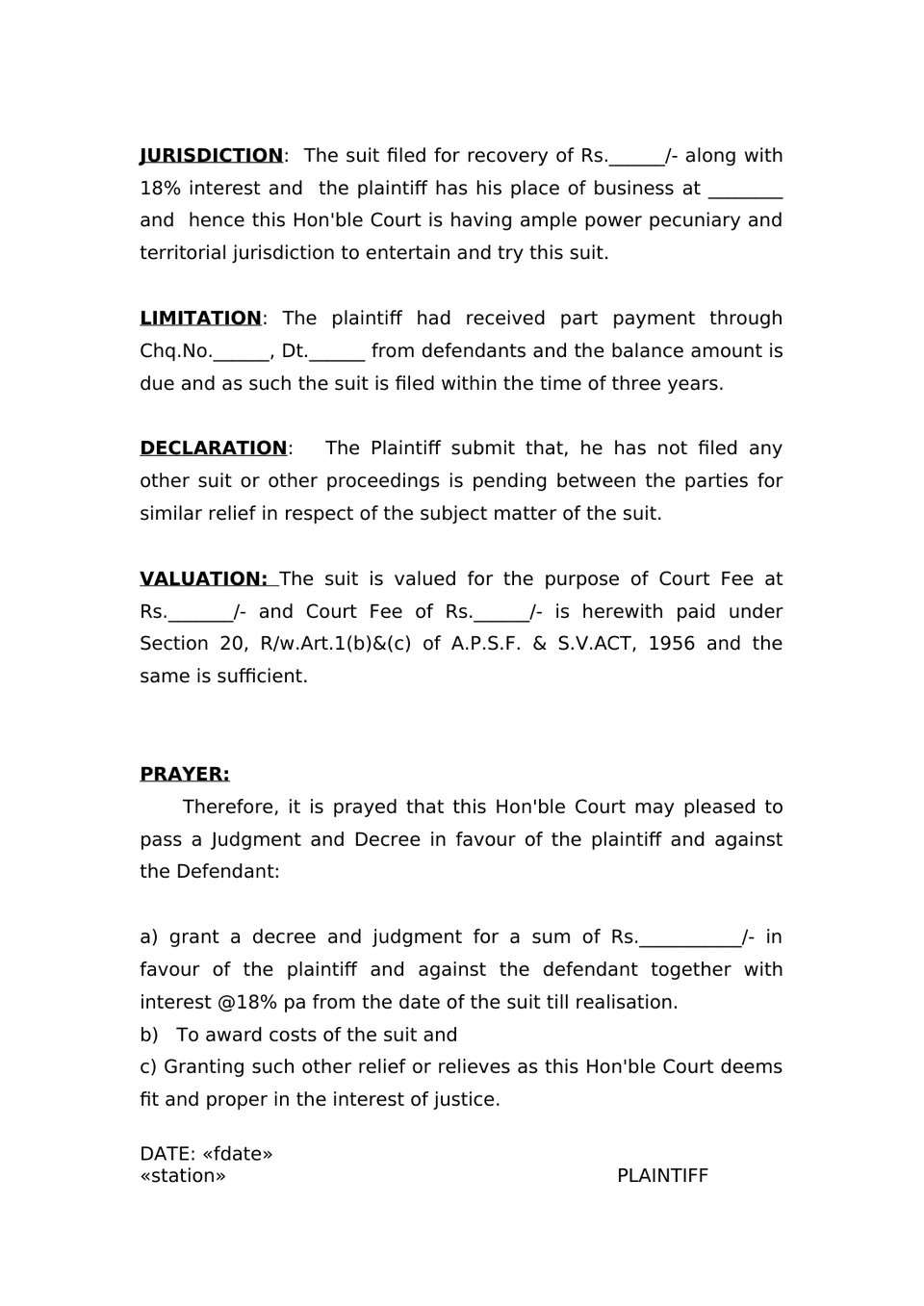 Petition Under Order 38 Rule 5 Cpc Attachment Before Judgment preview page 3