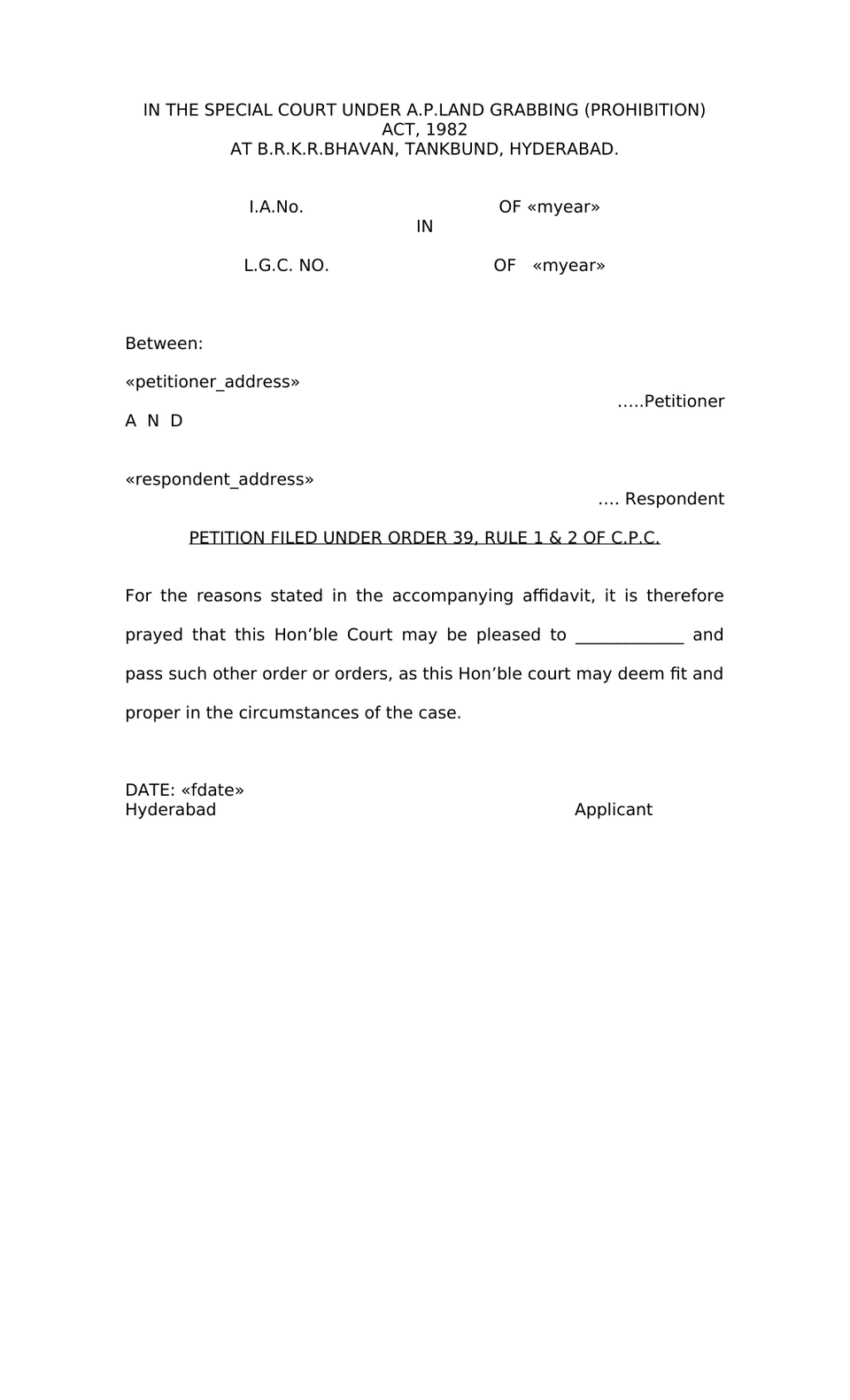 Petition Under Order 39 Rule 1 And 2 Cpc Interim Injunction preview page 8