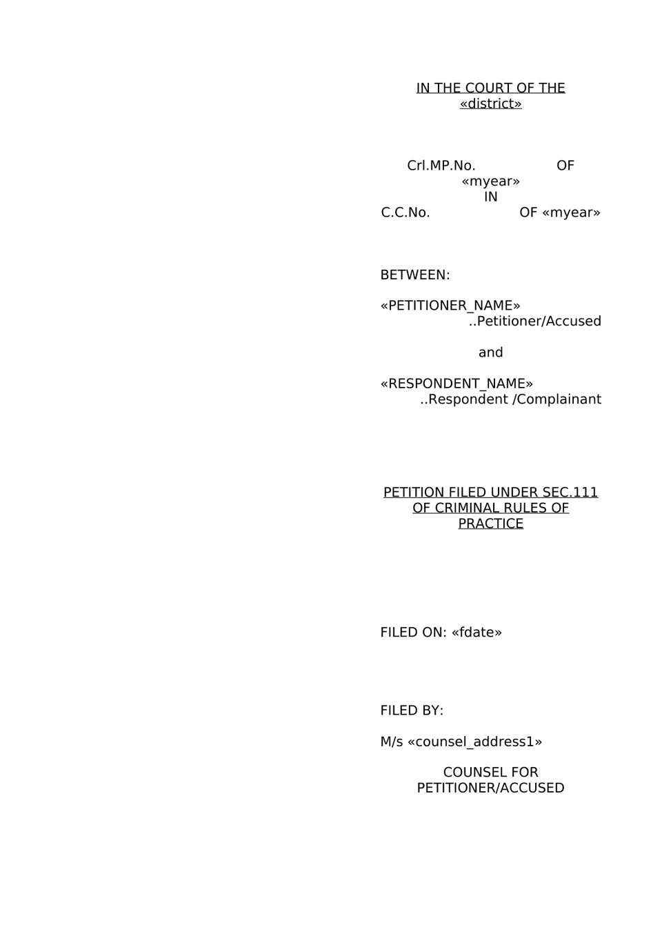 Petition Under Sec 111 Criminal Rules Of Practice preview page 3