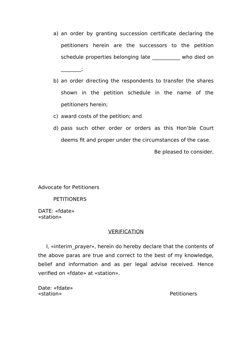 Petition Under Sec 372 Indian Succession Act 1925 preview page 4