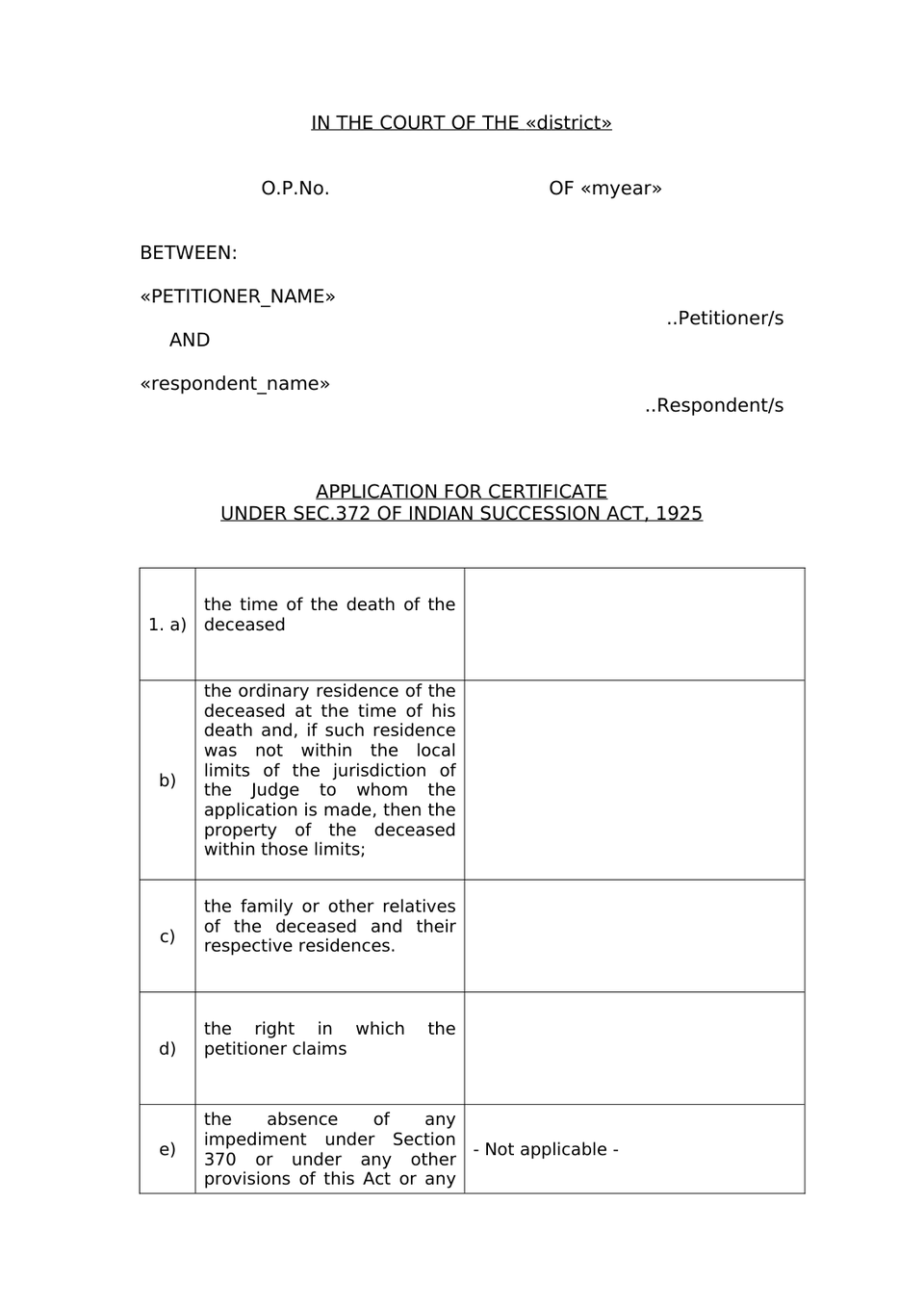 Petition Under Sec 372 Indian Succession Act 1925 preview page 7