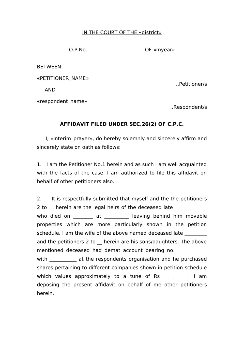 Petition Under Sec 372 Indian Succession Act 1925 preview page 9