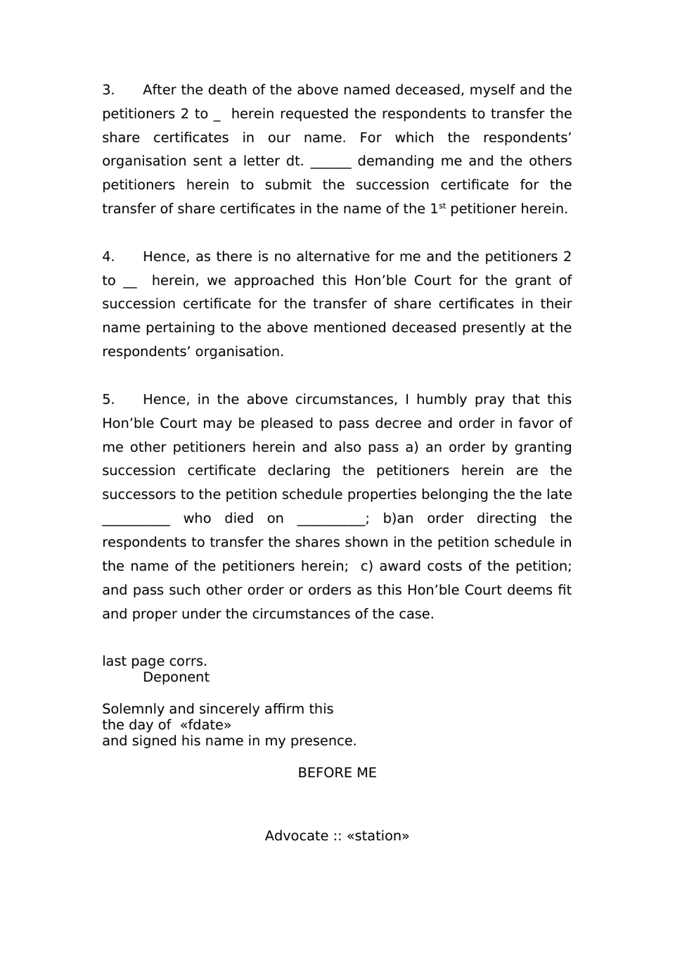 Petition Under Sec 372 Indian Succession Act 1925 preview page 10