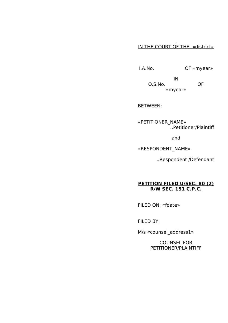 Petition Under Sec 80(2) Rw Sec 151 Cpc preview page 3