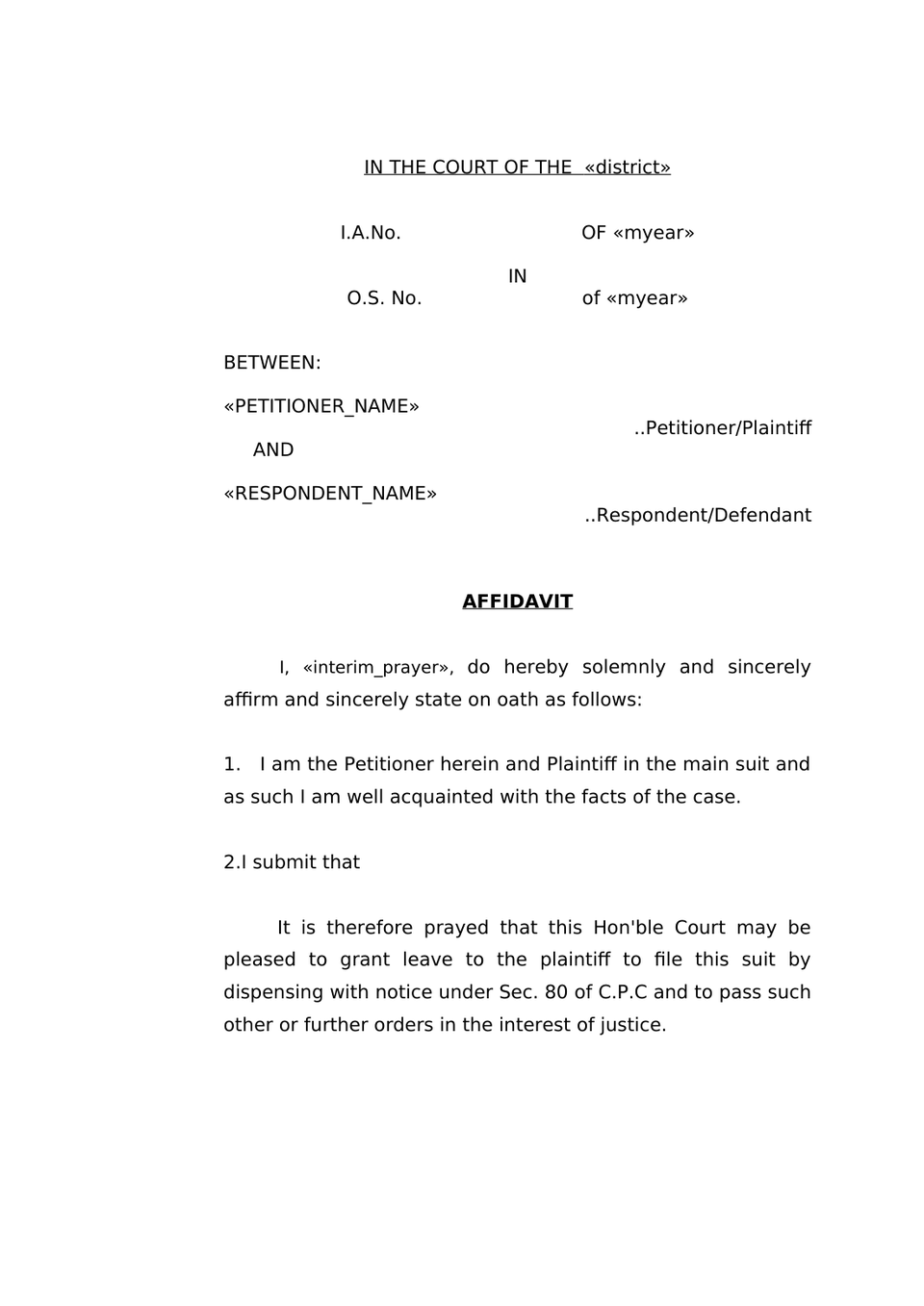 Petition Under Sec 80(2) Rw Sec 151 Cpc preview page 4