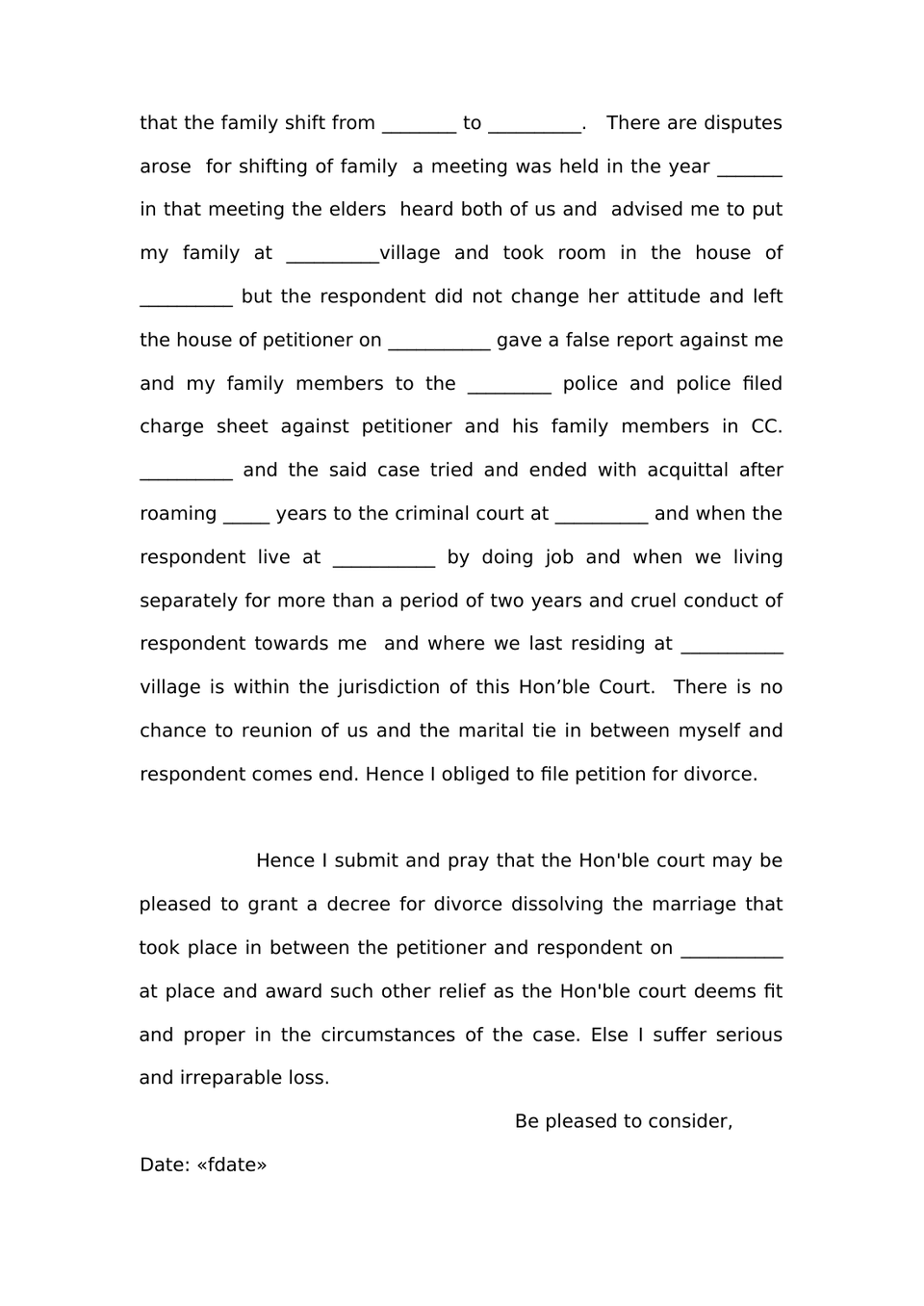 Petition Under Section 13(1)(A) And 13(1)(B) Hindu Marriage Act preview page 11