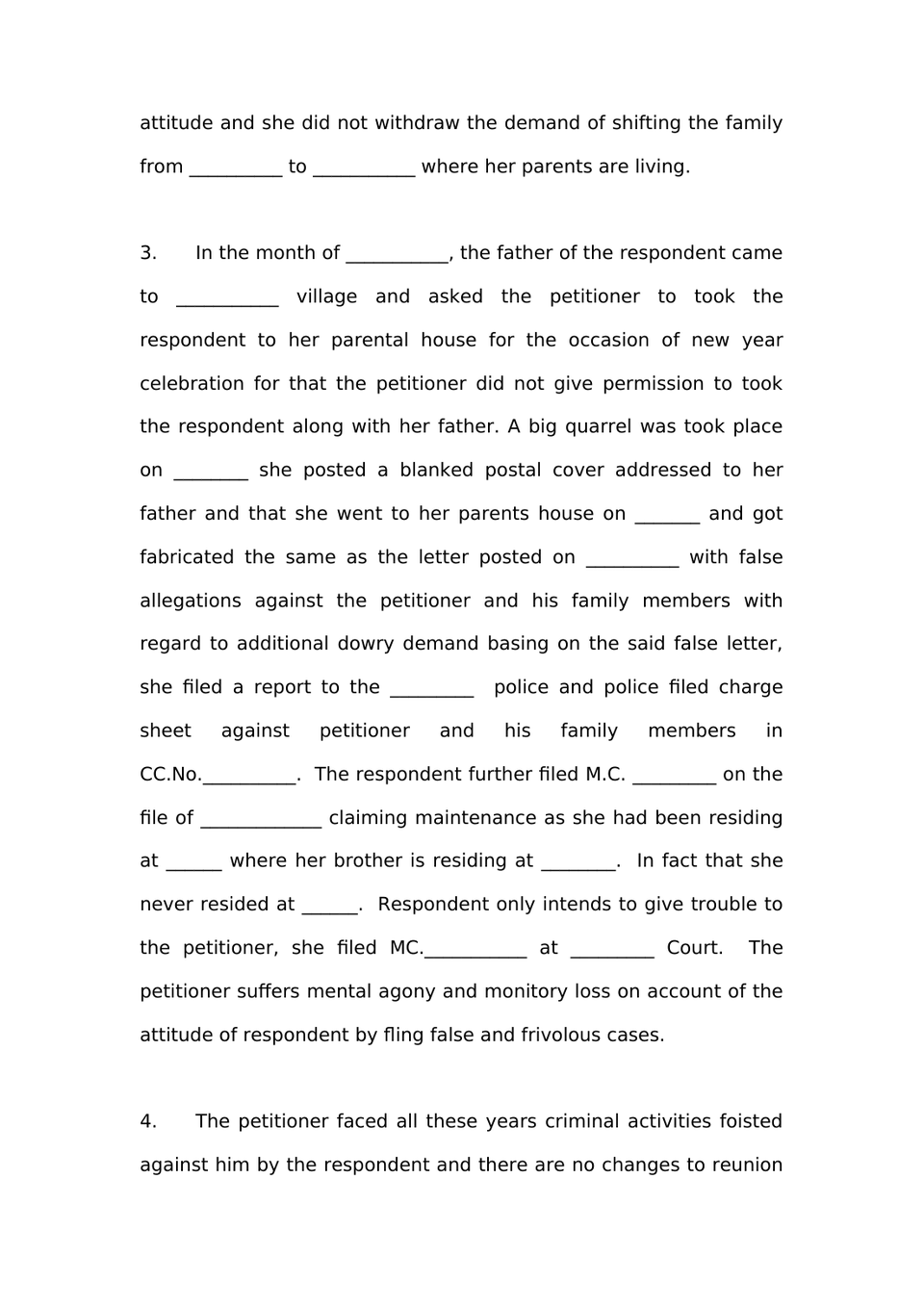 Petition Under Section 13(1)(A) And 13(1)(B) Hindu Marriage Act preview page 5