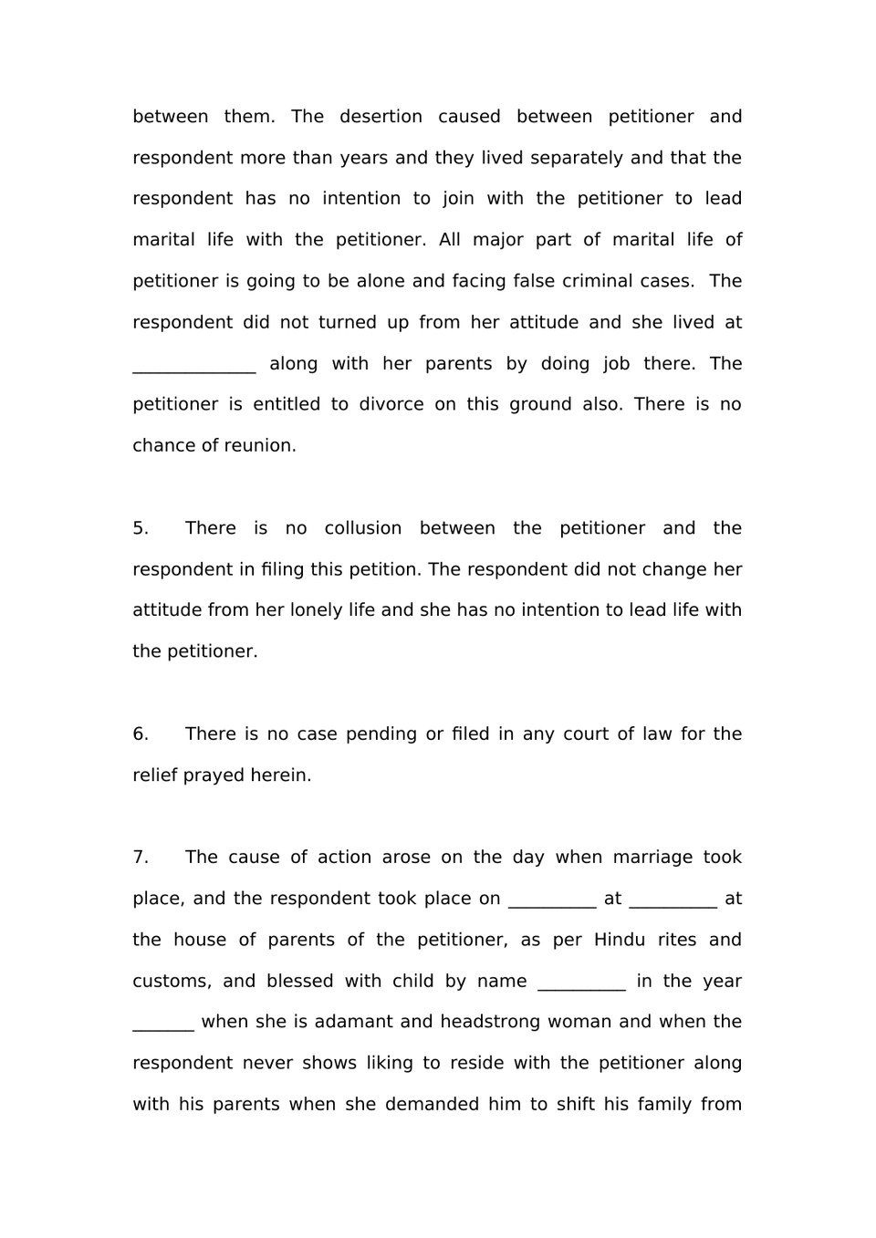 Petition Under Section 13(1)(A) And 13(1)(B) Hindu Marriage Act preview page 6