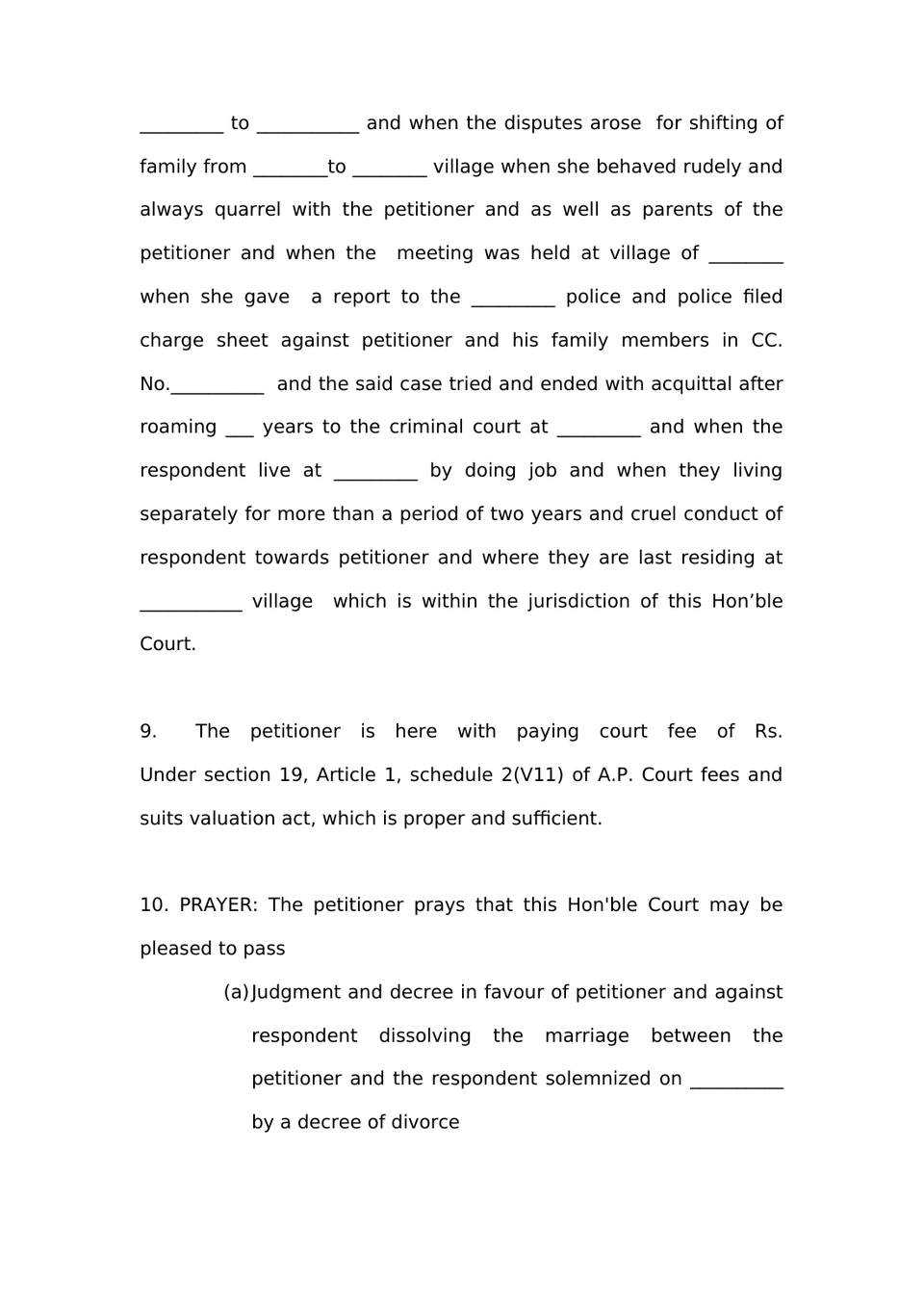 Petition Under Section 13(1)(A) And 13(1)(B) Hindu Marriage Act preview page 7