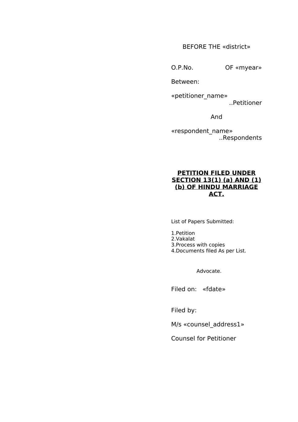 Petition Under Section 13(1)(A) And 13(1)(B) Hindu Marriage Act preview page 9