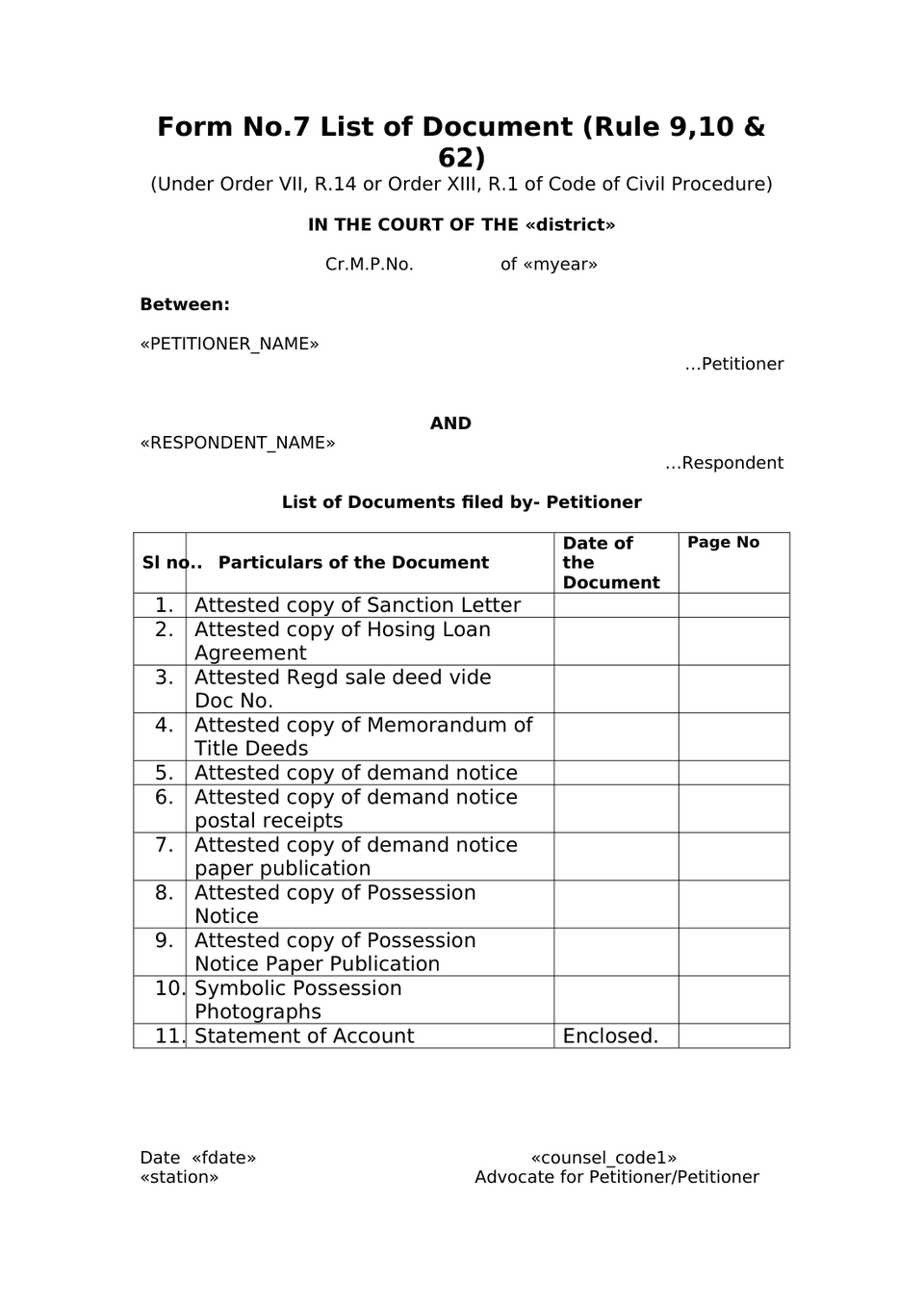 Petition Under Section 14 Sarfaesi Act preview page 15