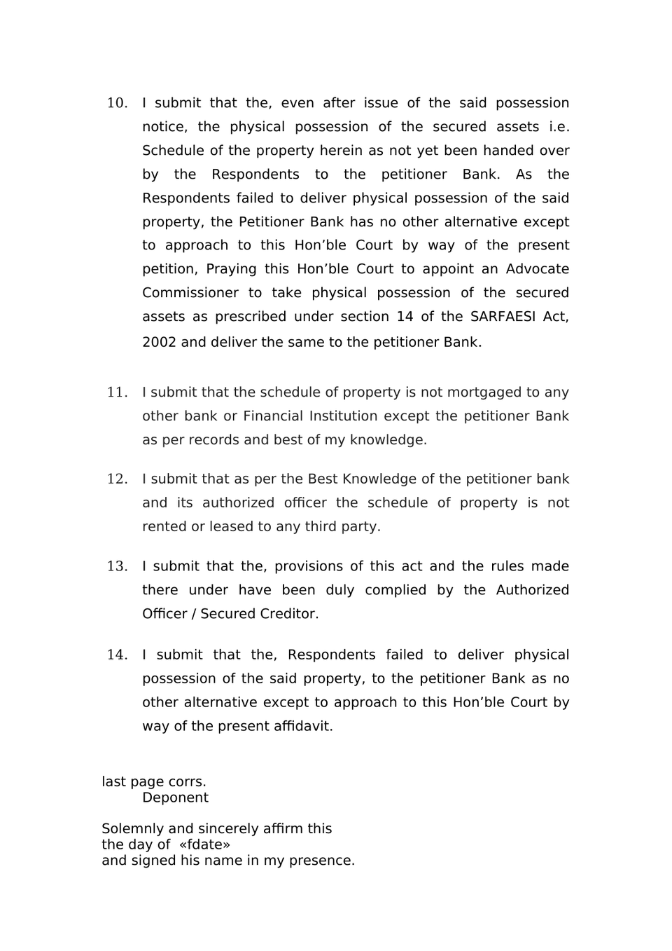 Petition Under Section 14 Sarfaesi Act preview page 4