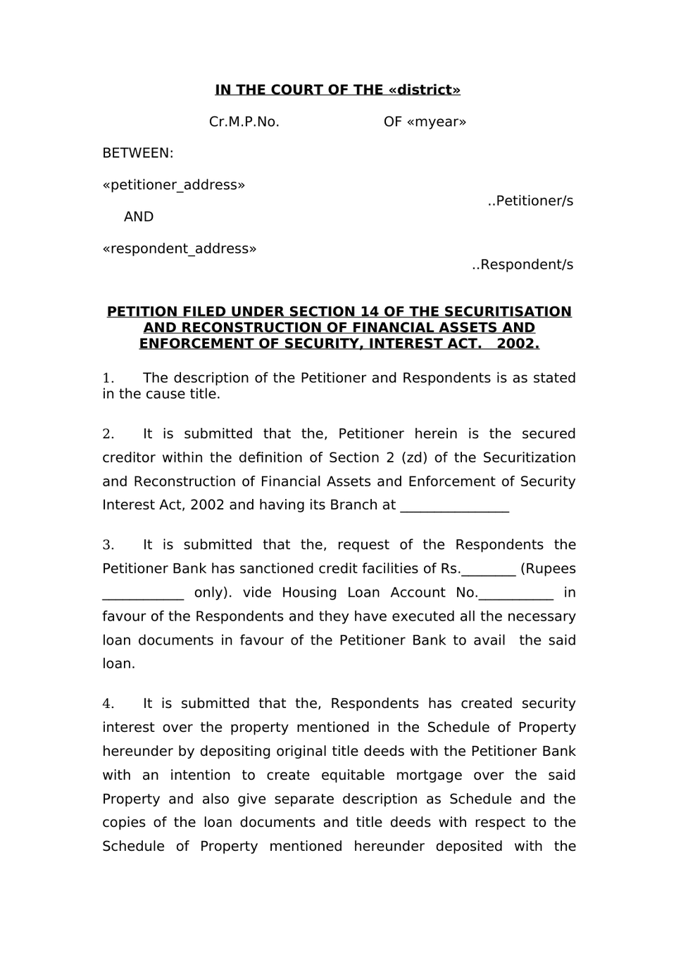 Petition Under Section 14 Sarfaesi Act preview page 8