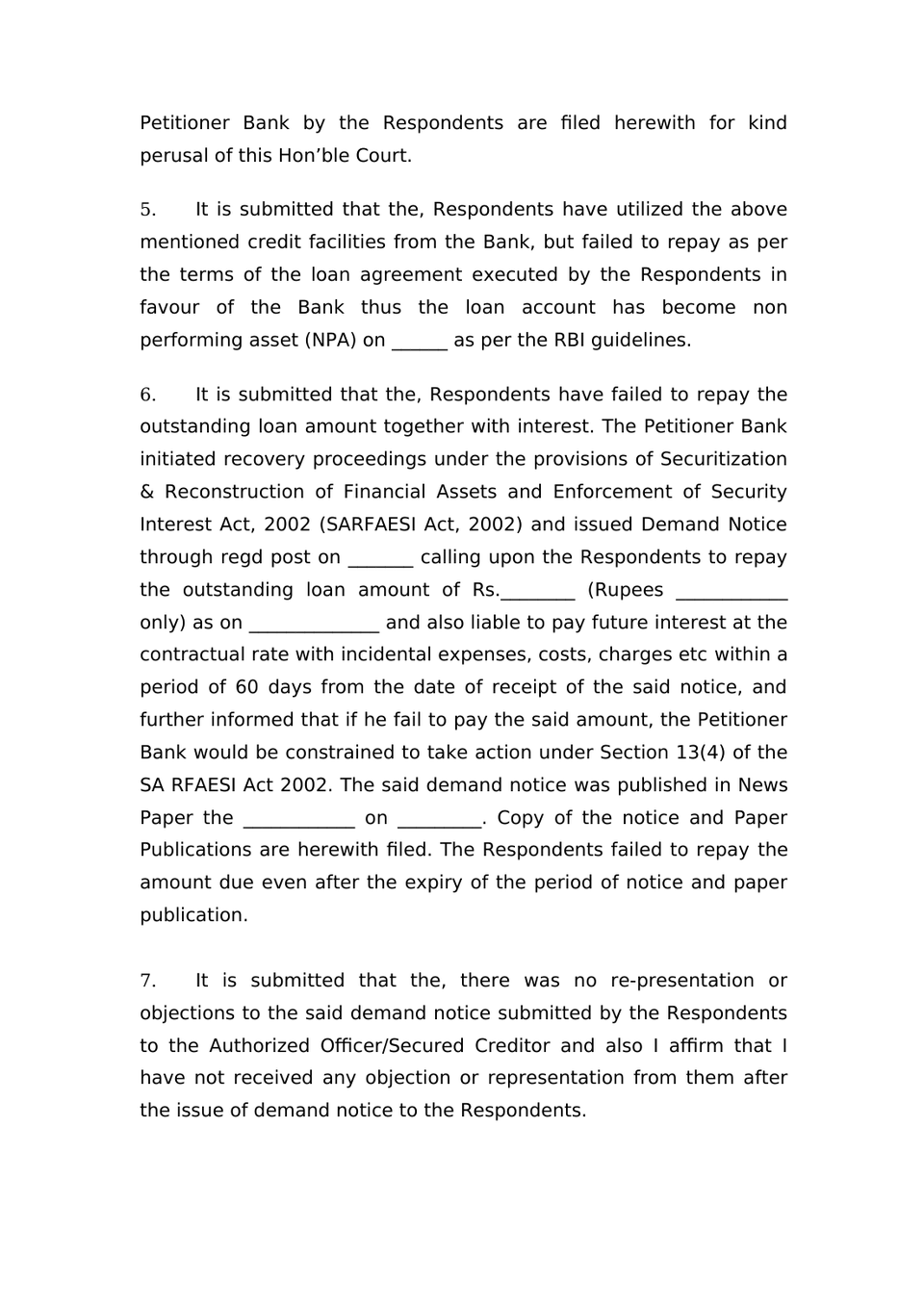 Petition Under Section 14 Sarfaesi Act preview page 9