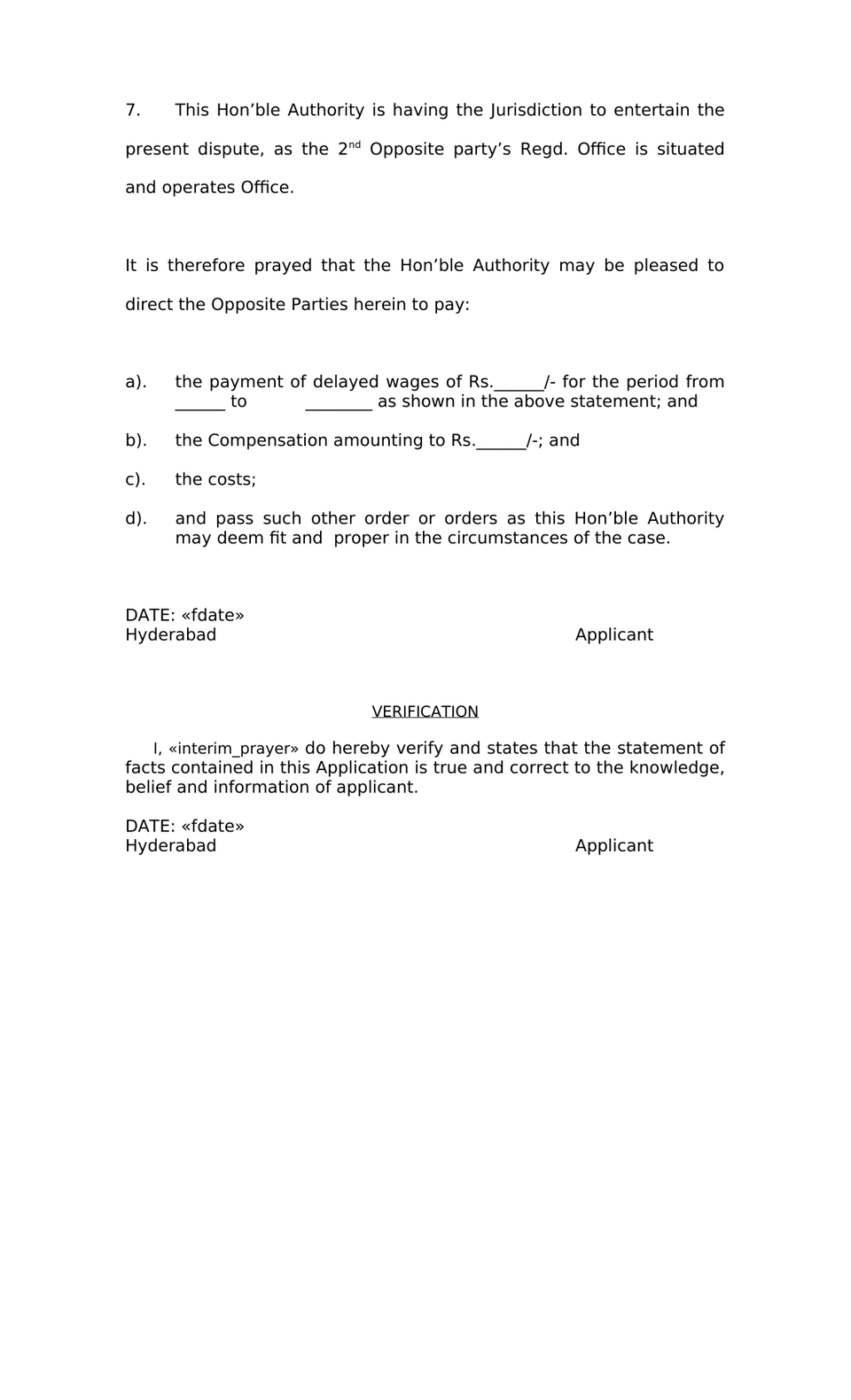 Petition Under Section 15 Payment Of Wages Act preview page 3