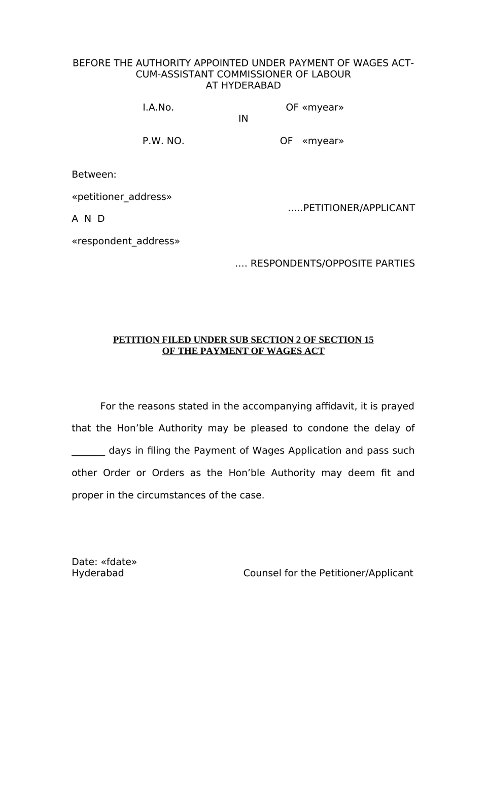 Petition Under Section 15 Payment Of Wages Act preview page 7