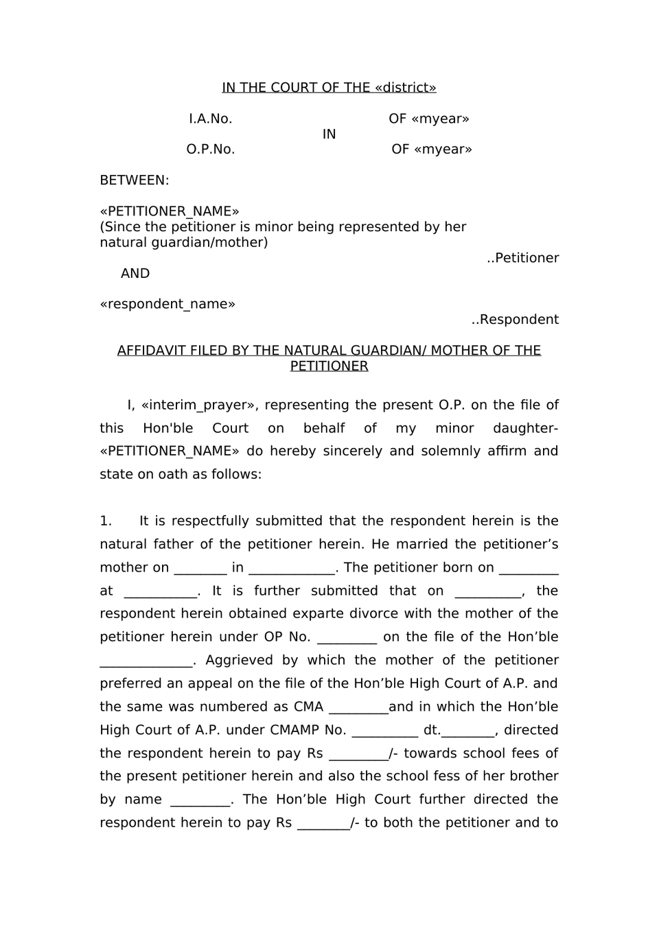 Petition Under Section 20 Hindu Adoptions And Maintenance Act 1956 preview page 7